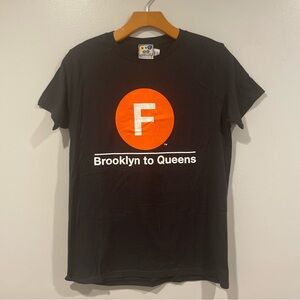 NWT Black Brooklyn to Queens F Train Graphic T-Shirt S, NYC Subway line T